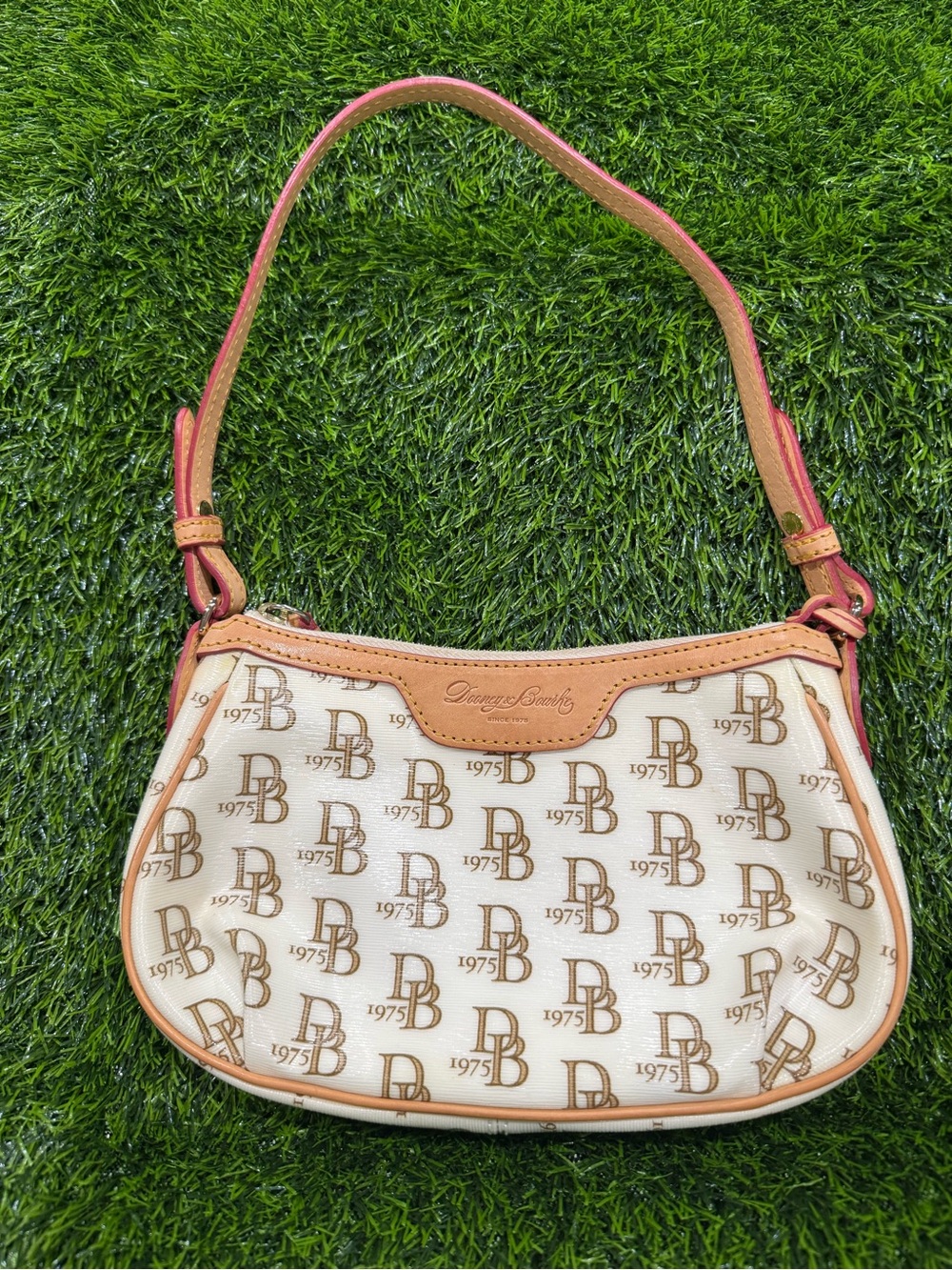 Vintage Dooney & Bourke 1975 Signature Monogram Baguette Shoulder Bag Rare